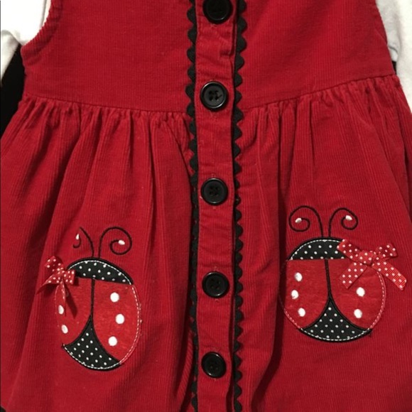 Rare Editions Red corduroy 🐞 ladybug dress - Picture 3 of 5